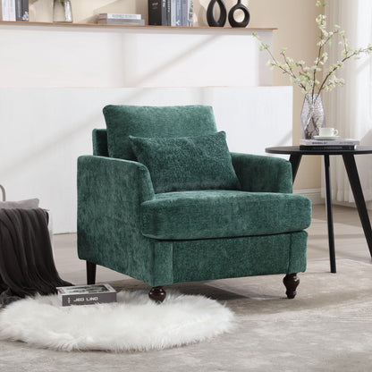 Modern Mid Century Wood Frame Armchair with tufted design in emerald green fabric on Tampa Home & Garden Store