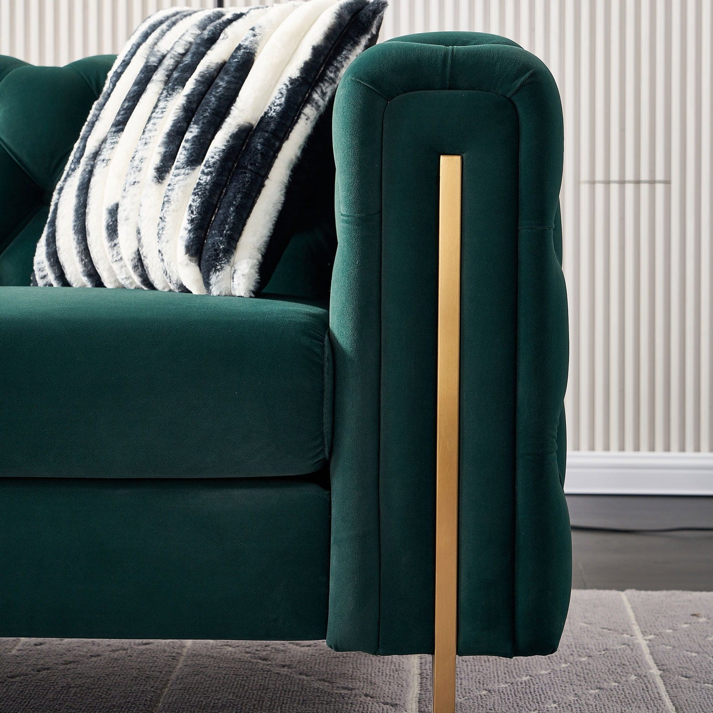 Modern Chesterfield Tufted Sofa and Metal Legs