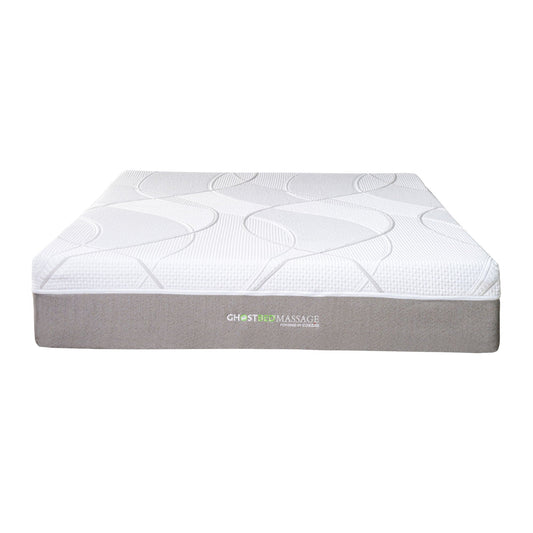 12-inch Profile Massage Mattress hybrid by HouseOfZazla with white quilted top and gray base on Tampa Home & Garden Store