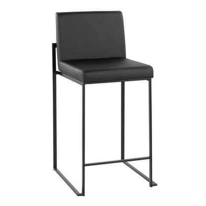 Fuji high back counter stool black faux leather with metal frame HouseOfZazla on Tampa Home & Garden Store