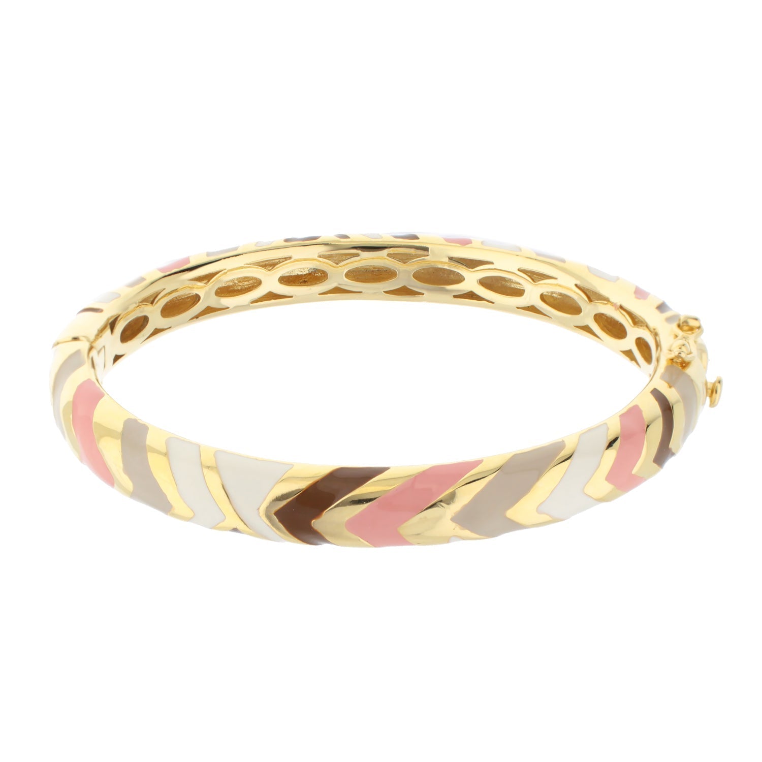 Art Deco Stackable Bangle by Lauren G Adams in gold-tone with pastel enamel and lattice cutouts on Tampa Home & Garden Store