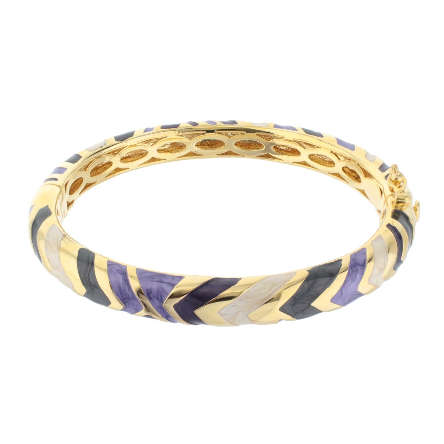 Art Deco Stackable Bangle by Lauren G Adams, gold-tone bracelet with purple enamel on Tampa Home & Garden Store