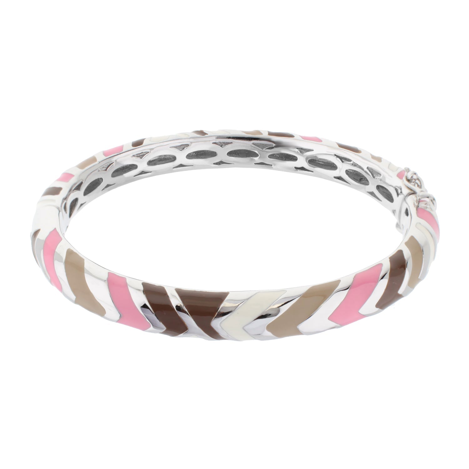 Art Deco Stackable Bangle by Lauren G Adams in pink tan brown enamel on Tampa Home & Garden Store