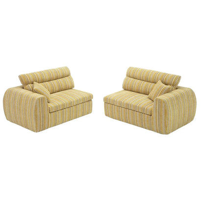 3 Seater couch with yellow striped upholstery and throw pillows by Unique Piece Furniture on Tampa Home & Garden Store