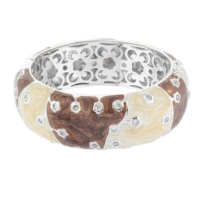 Flowering Vines Bangle by Lauren G Adams, brown ivory marbled resin bracelet with crystal accents on Tampa Home & Garden Store