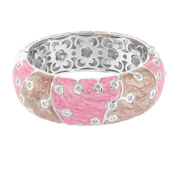 Lauren G Adams Flowering Vines Bangle, pink and tan enamel with crystal accents on Tampa Home & Garden Store