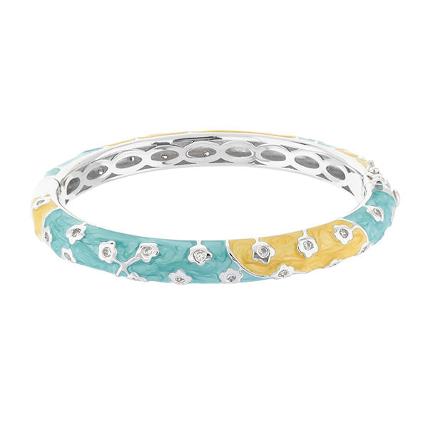Flowering Vines Bangle bracelet turquoise and gold-tone enamel with crystals by Lauren G Adams on Tampa Home & Garden Store