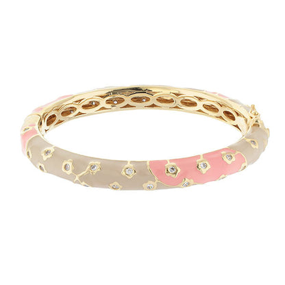 Flowering Vines Bangle by Lauren G Adams in pink, taupe and ivory enamel with crystal accents on Tampa Home & Garden Store