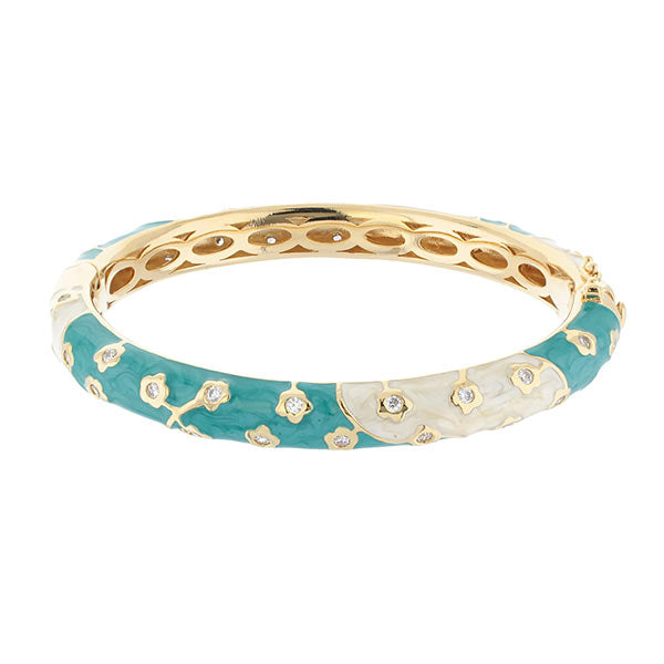 Flowering Vines Bangle bracelet turquoise enamel with gold-tone vines by Lauren G Adams on Tampa Home & Garden Store