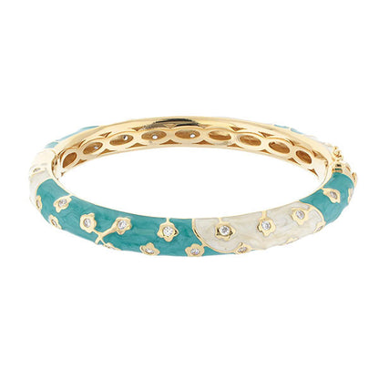 Flowering Vines Bangle bracelet turquoise enamel with gold-tone vines by Lauren G Adams on Tampa Home & Garden Store