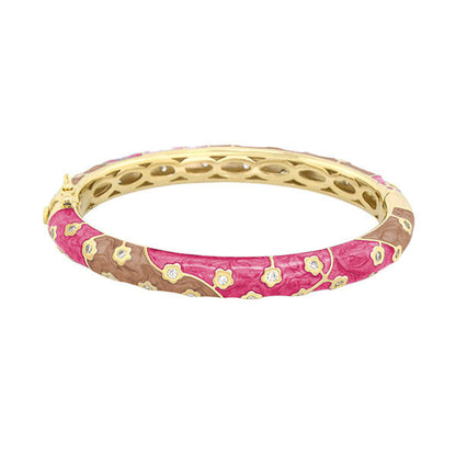 Flowering Vines Bangle bracelet in pink enamel with gold-tone vines by Lauren G Adams on Tampa Home & Garden Store