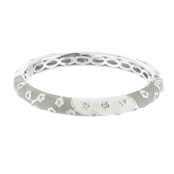 Flowering Vines Bangle in silver enamel with crystal accents by Lauren G Adams on Tampa Home & Garden Store