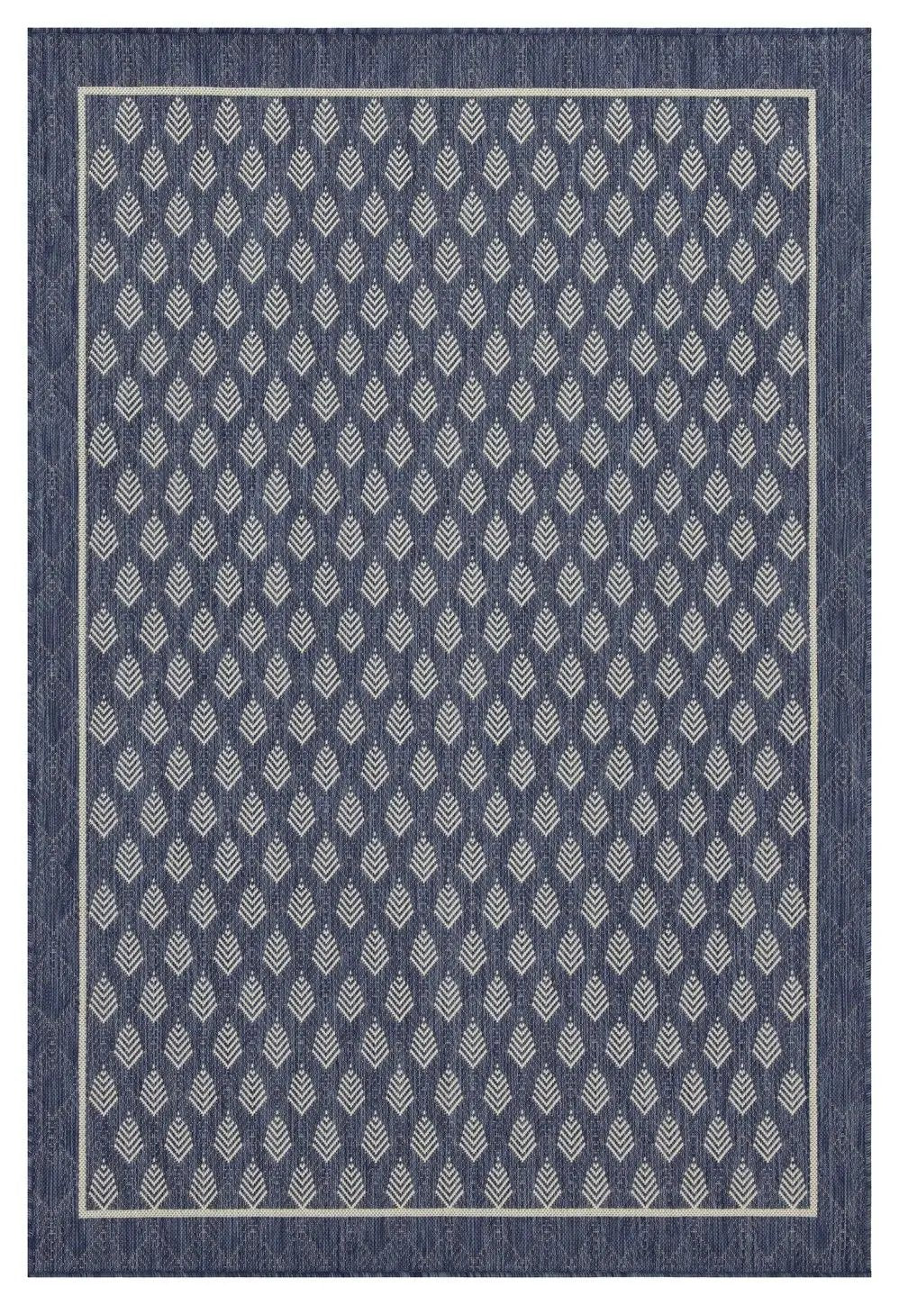 Sunshine blue runner rug 2ft 7in by 7ft 3in polypropylene indoor/outdoor with leaf motif on Tampa Home & Garden Store