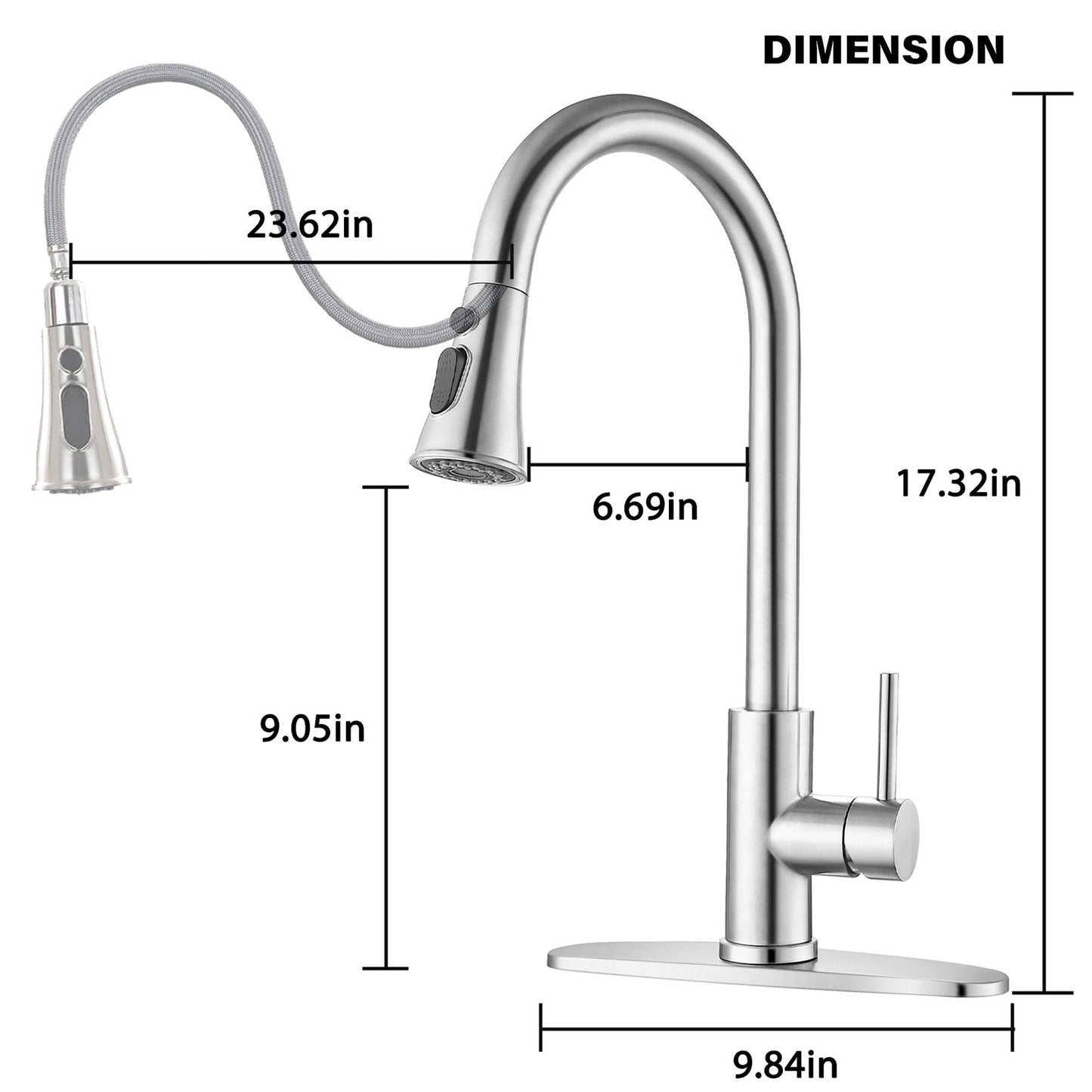 High Arc Kitchen Faucet and Pull Down Sprayer