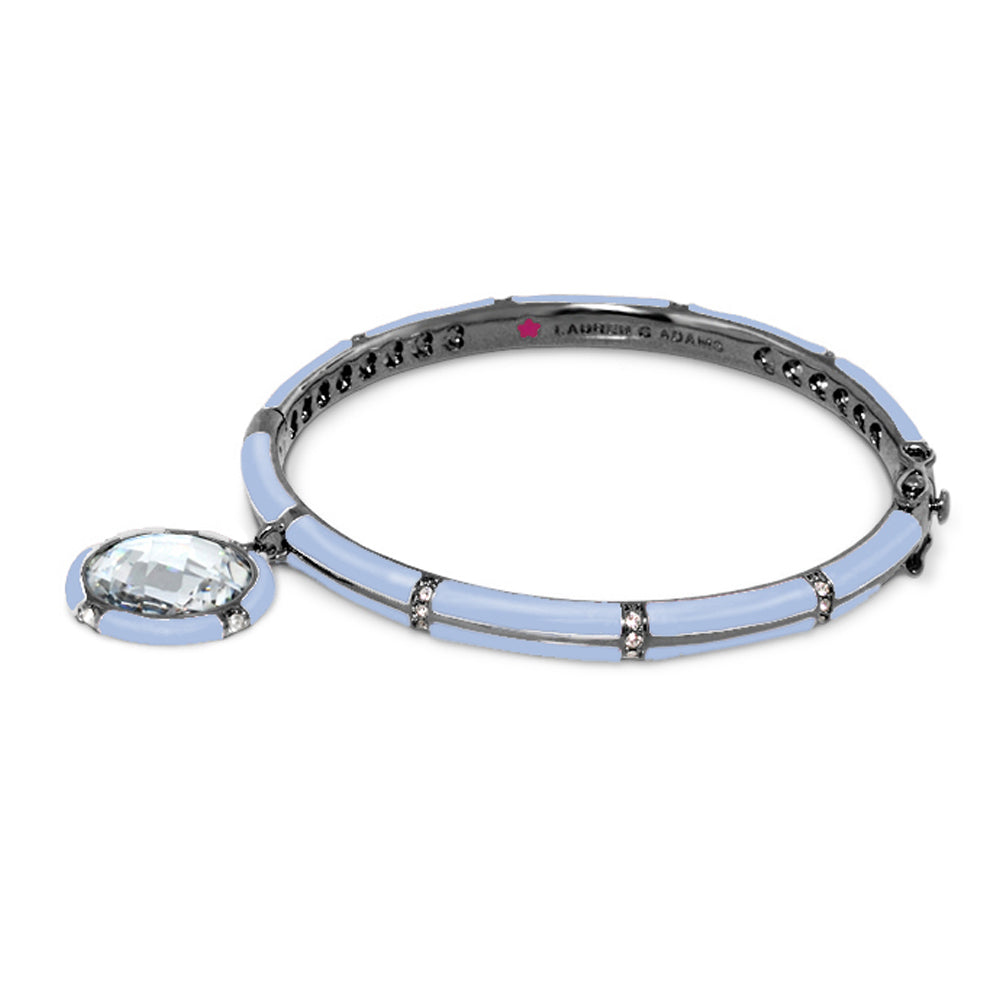 Prince Charming Bangle by Lauren G Adams with enamel light-blue links and round crystal charm on Tampa Home & Garden Store
