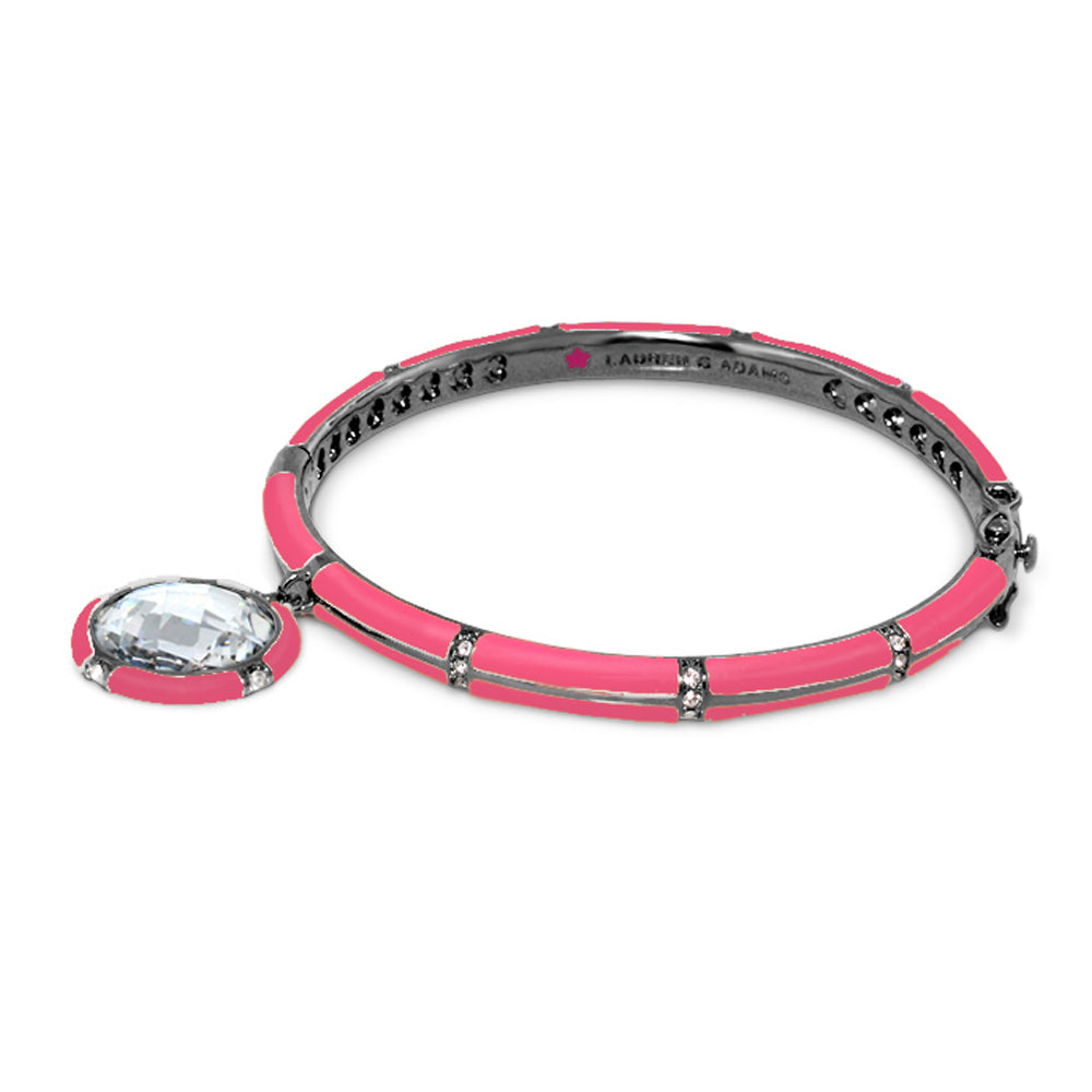 Prince Charming Bangle pink enamel with a faceted crystal round charm by Lauren G Adams on Tampa Home & Garden Store