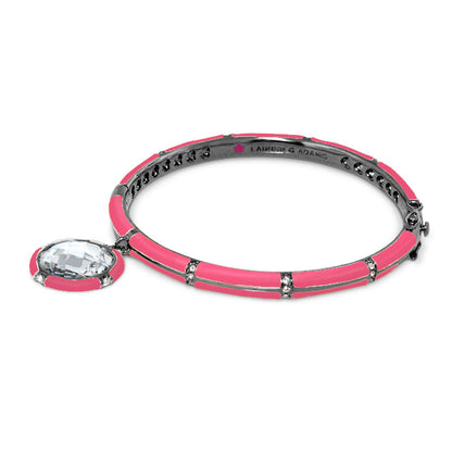 Prince Charming Bangle pink enamel with a faceted crystal round charm by Lauren G Adams on Tampa Home & Garden Store