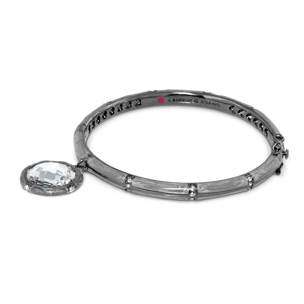 Prince Charming Bangle by Lauren G Adams, gunmetal bracelet with enamel-framed crystal charm on Tampa Home & Garden Store