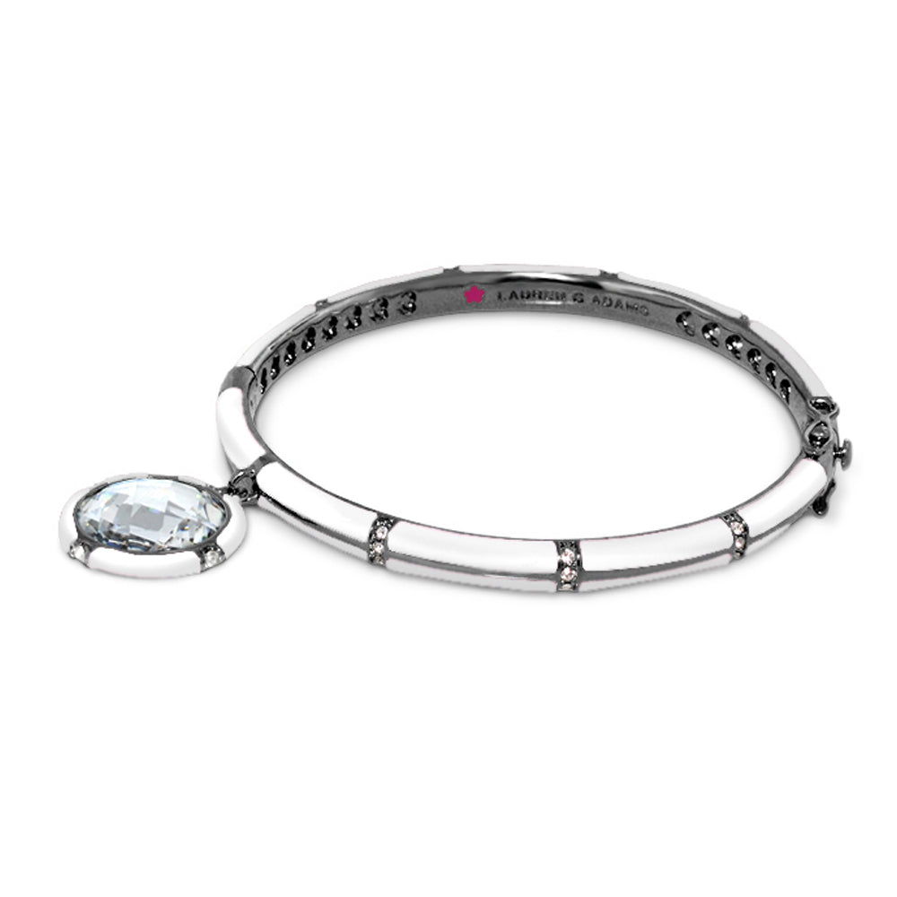 Prince Charming Bangle enamel-framed round charm in silver with crystals by Lauren G Adams on Tampa Home & Garden Store