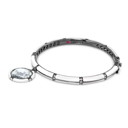 Prince Charming Bangle enamel-framed round charm in silver with crystals by Lauren G Adams on Tampa Home & Garden Store
