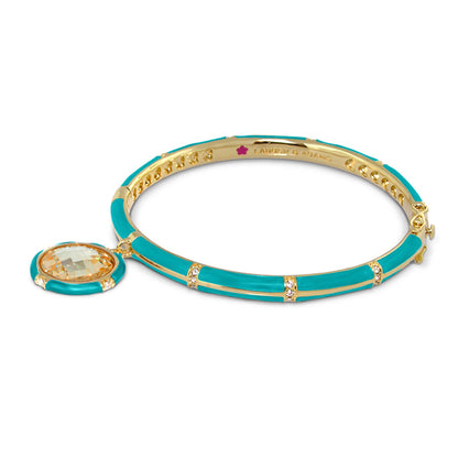 Prince Charming Bangle enamel-framed teal bracelet with crystal charm by Lauren G Adams on Tampa Home & Garden Store