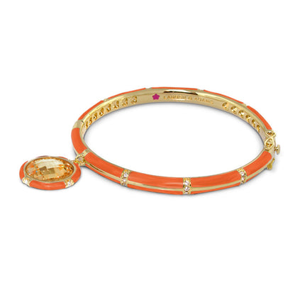 Prince Charming Bangle orange enamel bracelet with gold-tone links and round charm on Tampa Home & Garden Store