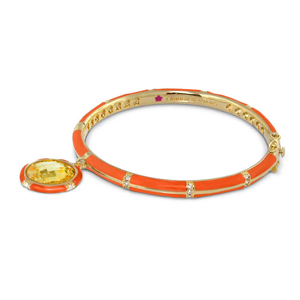 Prince Charming Bangle Round Charm bracelet in orange with yellow pendant by Lauren G Adams on Tampa Home & Garden Store