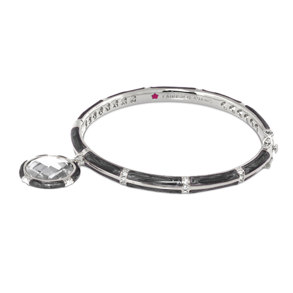 Prince Charming Bangle by Lauren G Adams - enamel-framed round charm, silver-tone bracelet on Tampa Home & Garden Store