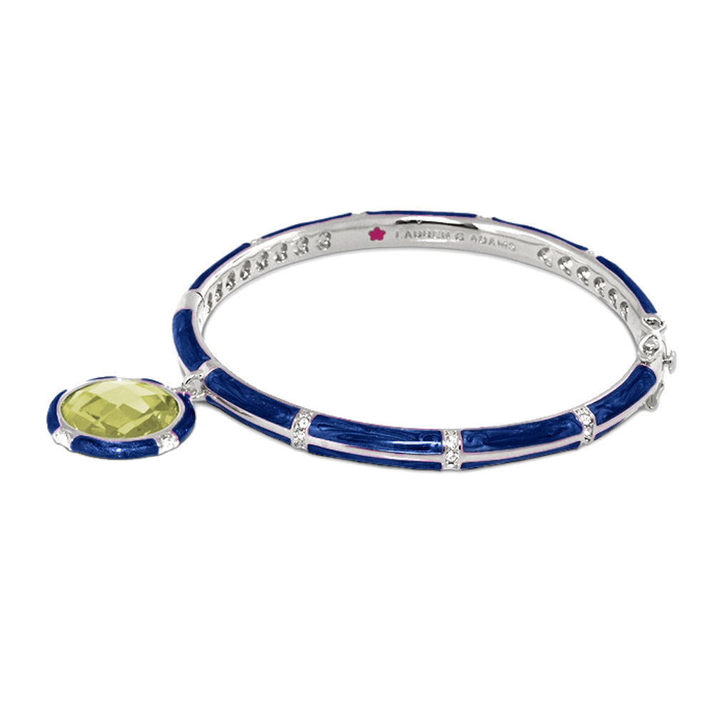Prince Charming Bangle blue enamel with lime-green pendant by Lauren G Adams on Tampa Home & Garden Store