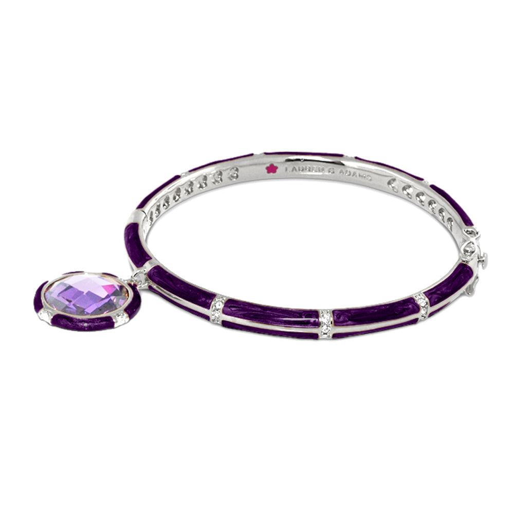 Prince Charming Bangle with enamel-framed purple round charm, Lauren G Adams bracelet on Tampa Home & Garden Store
