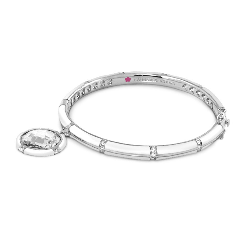 Prince Charming Bangle enamel round charm, silver tone with crystal accents Lauren G Adams on Tampa Home & Garden Store