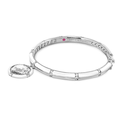 Prince Charming Bangle enamel round charm, silver tone with crystal accents Lauren G Adams on Tampa Home & Garden Store