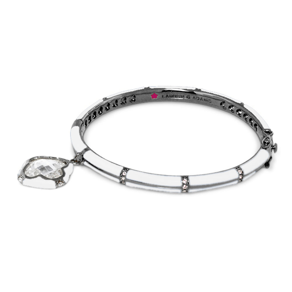 Prince Charming Clover Bangle by Lauren G Adams, bracelet with crystals and heart charm on Tampa Home & Garden Store