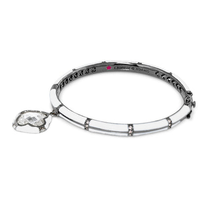 Prince Charming Clover Bangle by Lauren G Adams, bracelet with crystals and heart charm on Tampa Home & Garden Store
