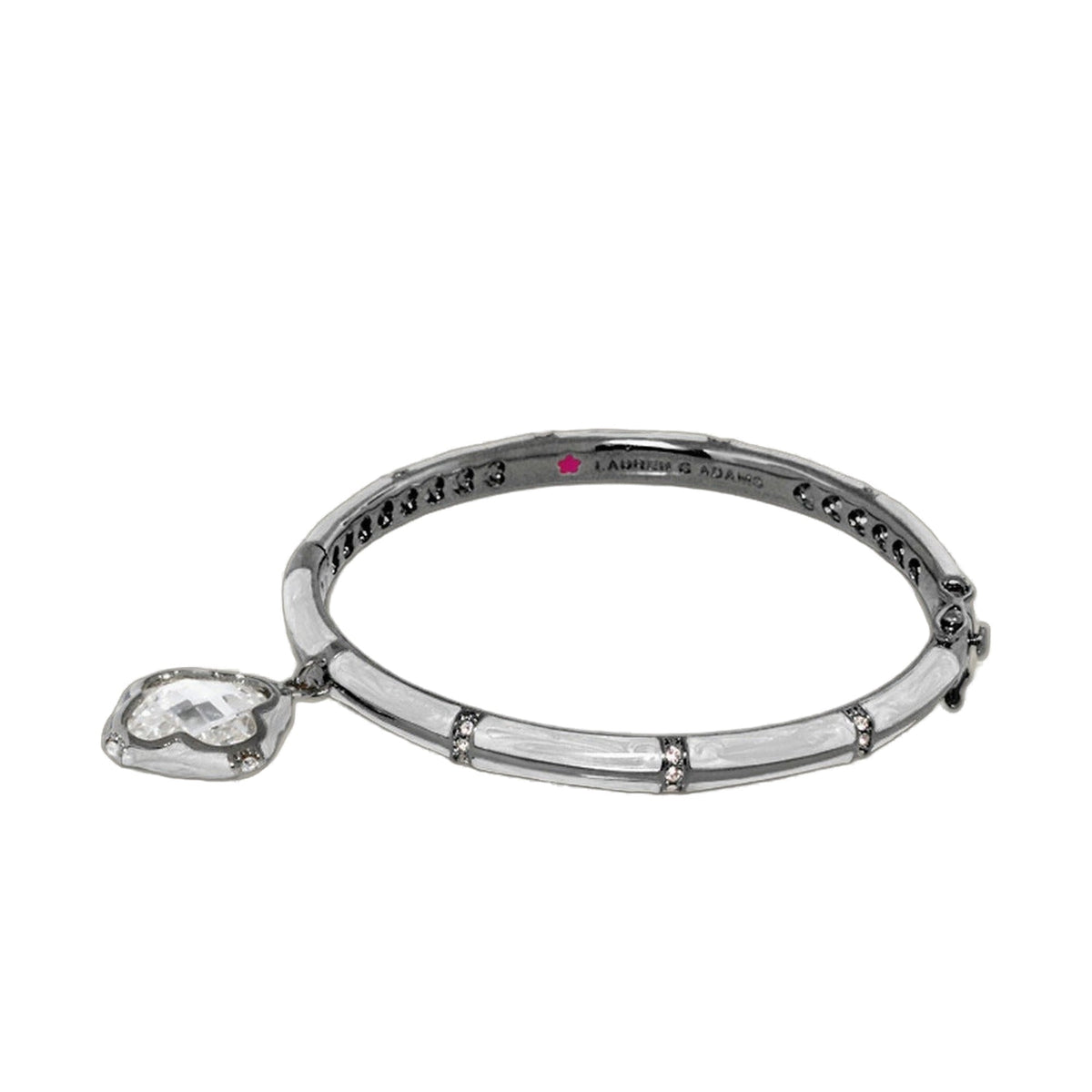 Prince Charming Clover Bangle by Lauren G Adams, silver bracelet with pavé clover charm on Tampa Home & Garden Store