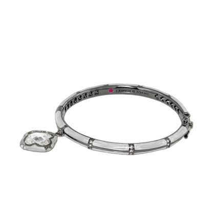 Prince Charming Clover Bangle by Lauren G Adams—silver bracelet with pave stones and heart charm on Tampa Home & Garden Store