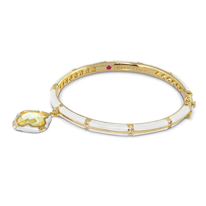 Prince Charming Clover Bangle in gold & white enamel with yellow gem charm by Lauren G Adams on Tampa Home & Garden Store