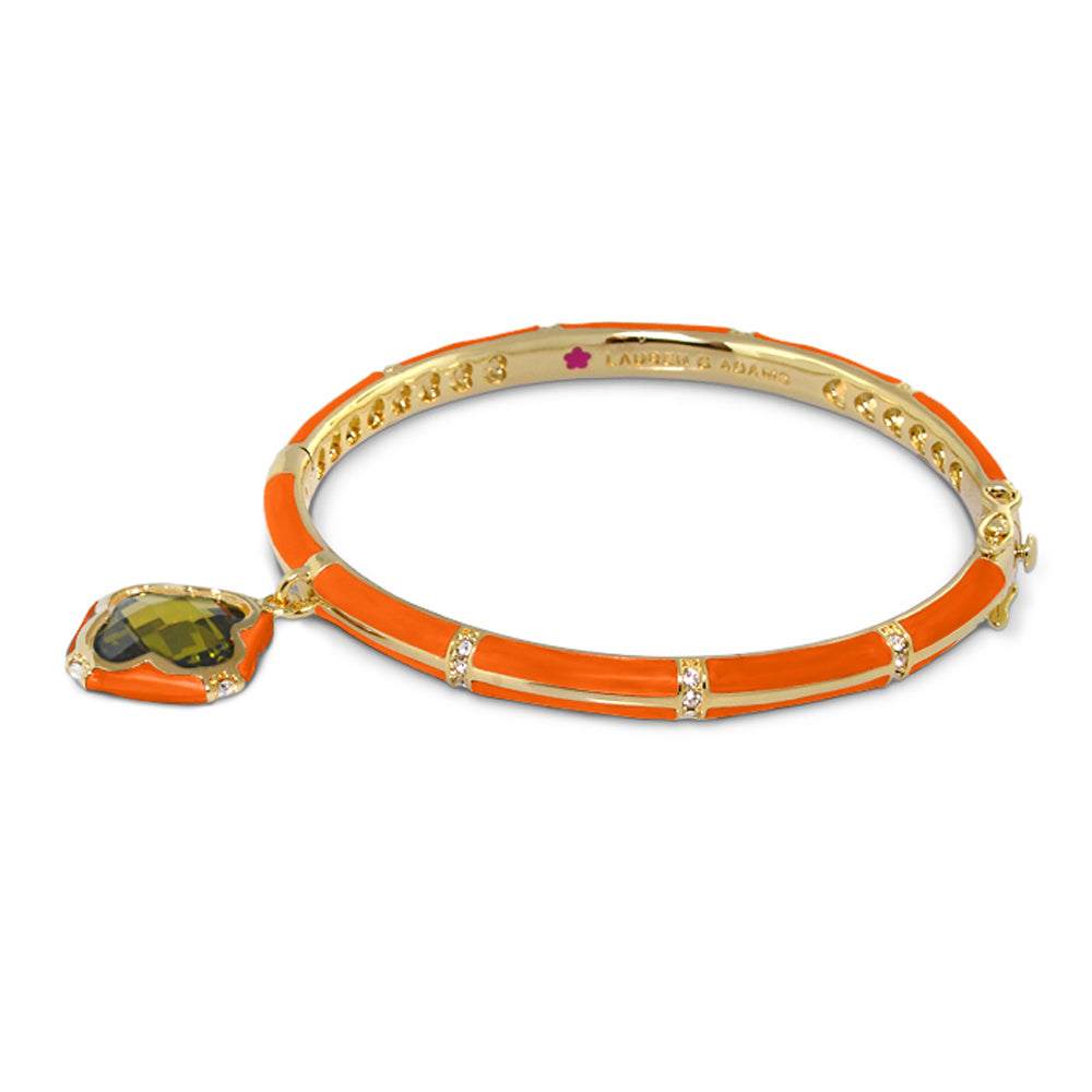 Prince Charming Clover Bangle Lauren G Adams, orange enamel with gold-tone trim pendant on Tampa Home & Garden Store