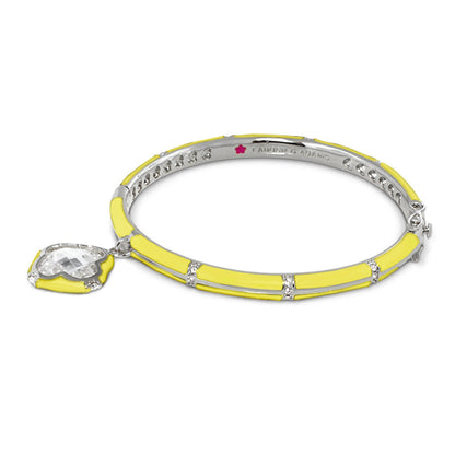 Prince Charming Clover Bangle with yellow enamel and clear gemstone on Tampa Home & Garden Store