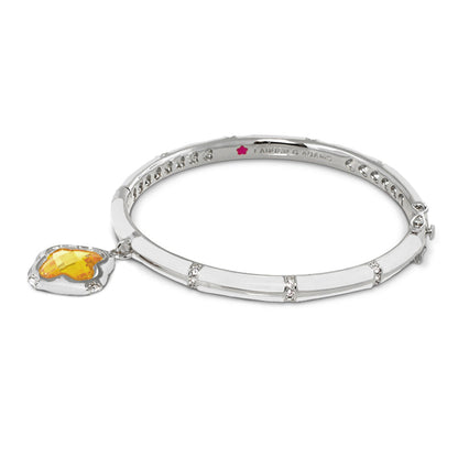 Prince Charming Clover Bangle bracelet by Lauren G Adams in silver with orange heart charm on Tampa Home & Garden Store