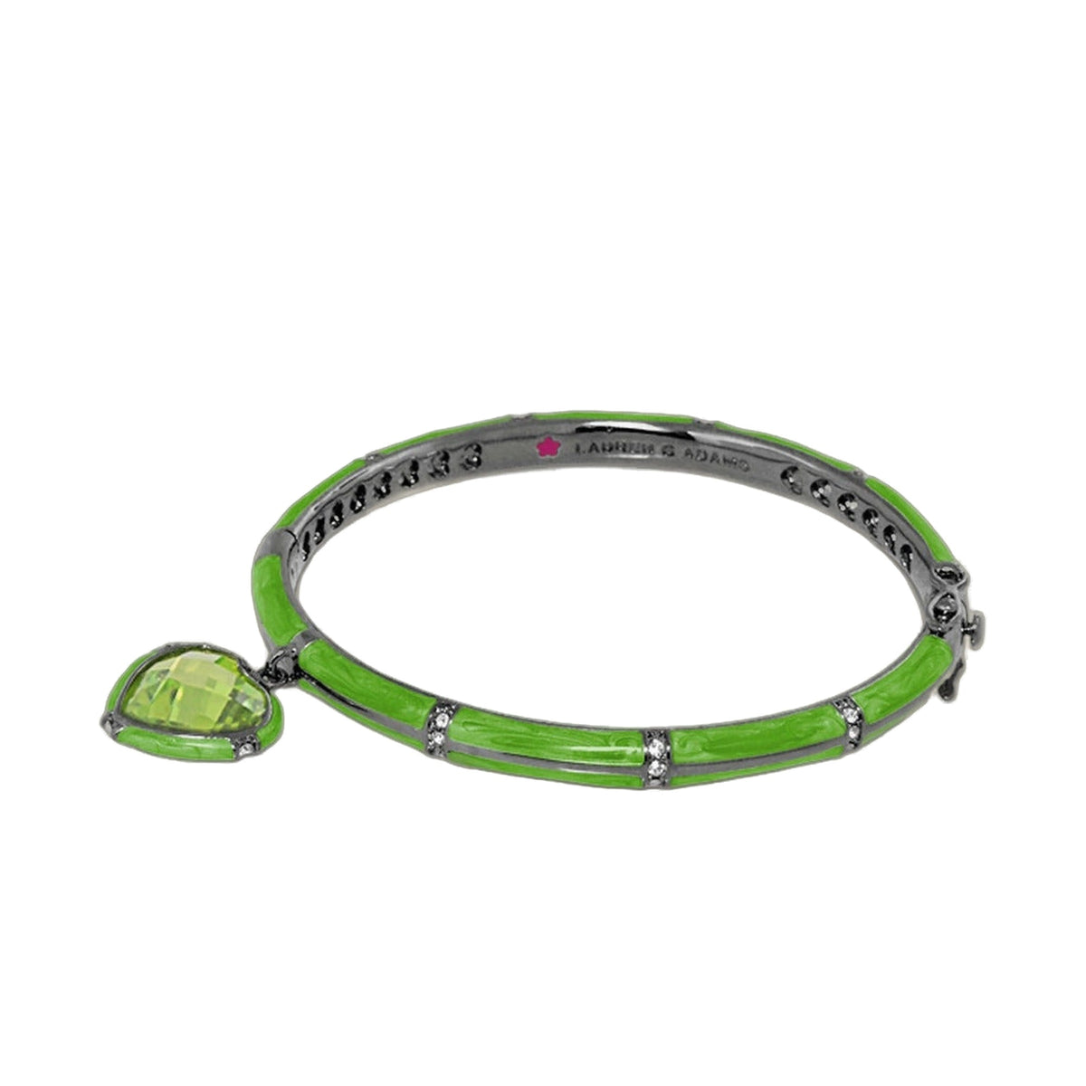 Prince Charming Heart Bangle bracelet in lime green with crystal accents by Lauren G Adams on Tampa Home & Garden Store