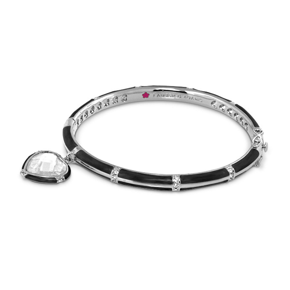 Prince Charming Heart Bangle by Lauren G Adams, bracelet with black enamel, heart pendant on Tampa Home & Garden Store
