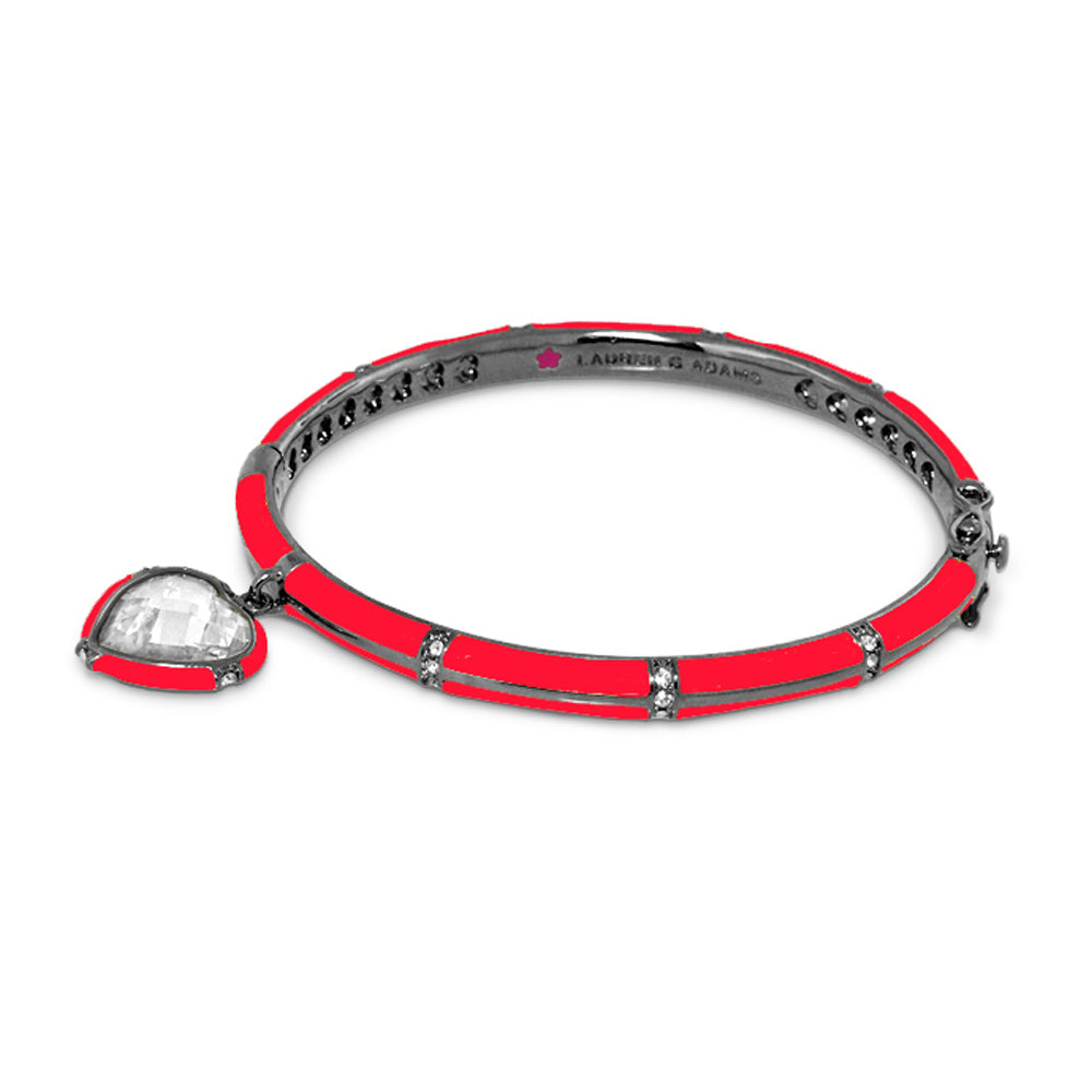 Prince Charming Heart Bangle red enamel bracelet by Lauren G Adams with crystal heart charm on Tampa Home & Garden Store