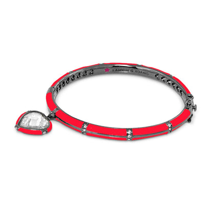 Prince Charming Heart Bangle red enamel bracelet by Lauren G Adams with crystal heart charm on Tampa Home & Garden Store