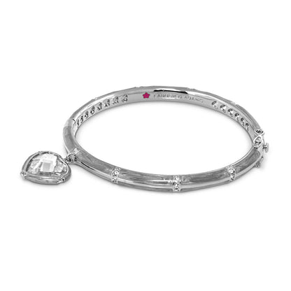 Prince Charming Heart Bangle Lauren G Adams, silver-tone bracelet with crystal heart pendant on Tampa Home & Garden Store