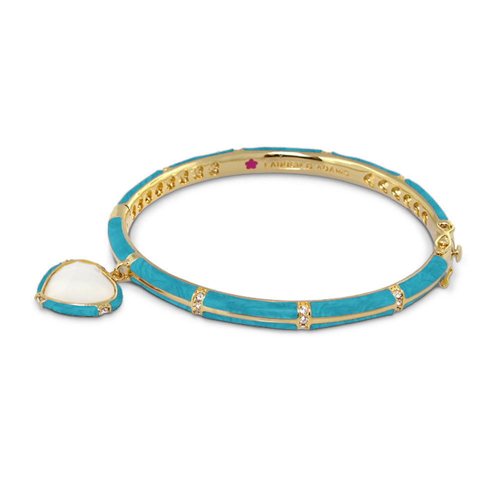 Prince Charming Heart Bangle by Lauren G Adams turquoise with gold accents and heart charm on Tampa Home & Garden Store