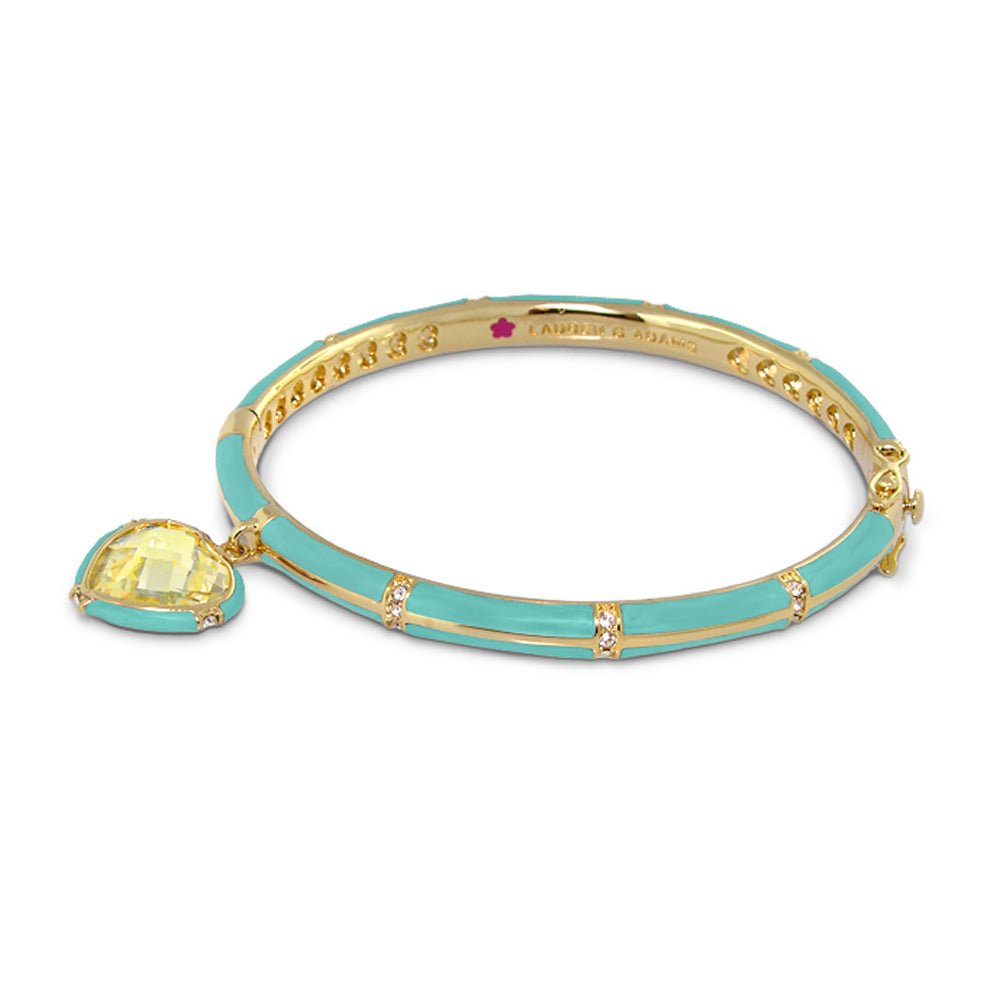 Prince Charming Heart Bangle bracelet in turquoise enamel with gold-tone metal, Lauren G Adams on Tampa Home & Garden Store