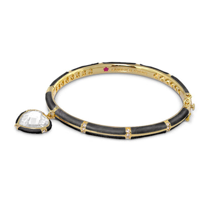 Prince Charming Heart Bangle bracelet with black enamel segments and charm Lauren G Adams on Tampa Home & Garden Store