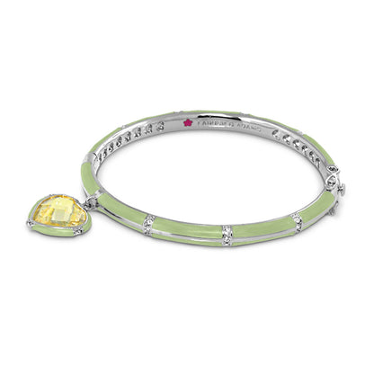 Prince Charming Heart Bangle by Lauren G Adams mint enamel bracelet with yellow heart charm on Tampa Home & Garden Store
