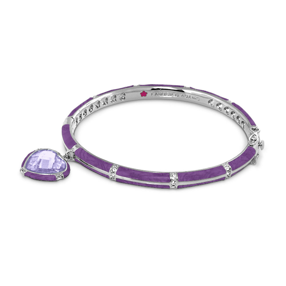 Prince Charming Heart Bangle by Lauren G Adams in purple enamel with lavender heart pendant on Tampa Home & Garden Store